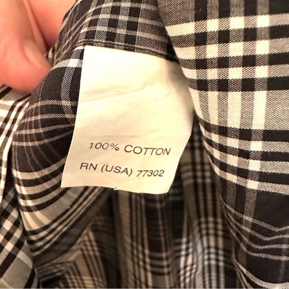 Zara Man Plaid Men’s Button Down Shirt Black White Size Medium - Picture 8 of 12